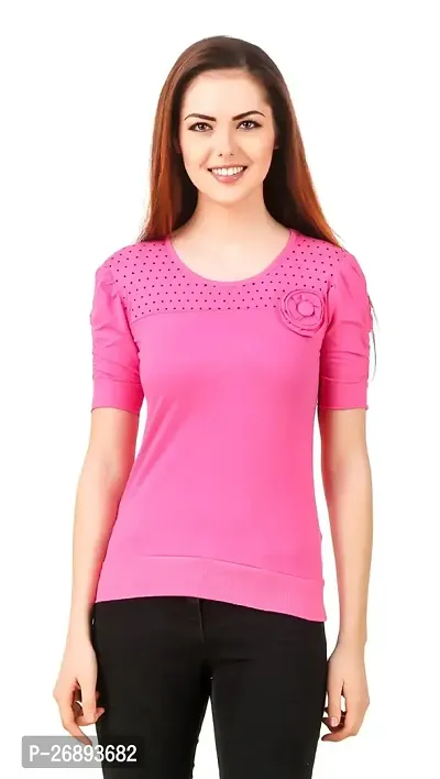 Stylish Pink Cotton Tops For Women-thumb0