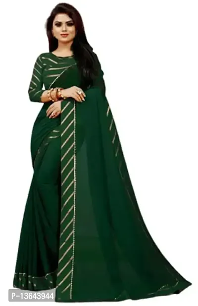 Khodal Krupa Women's Silk Saree With Unstitched Blouse Pices (Pavitra Green + Green)