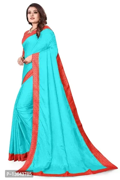 Khodal Krupa Women's Silk Saree With Unstitched Blouse Pices (Ruhani Sky)