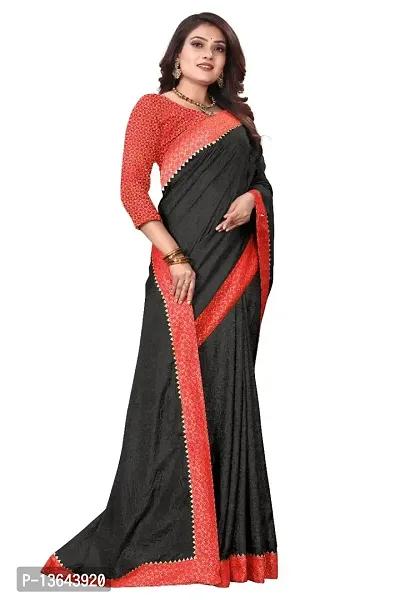 Khodal Krupa Women's Silk Saree With Unstitched Blouse Pices (Ruhani Black)