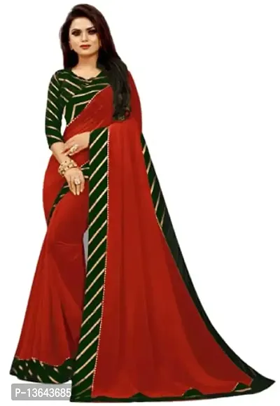 Khodal Krupa Women's Silk Saree With Unstitched Blouse Pices (Pavitra Red + Green)