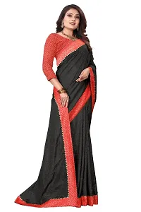 Khodal Krupa Women's Silk Saree With Unstitched Blouse Pices (Ruhani Black)-thumb1