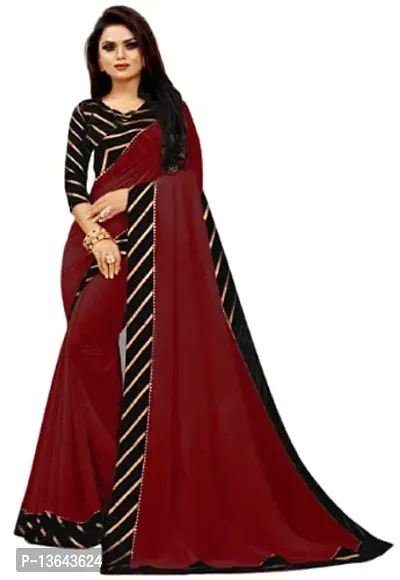 Khodal Krupa Women's Silk Saree With Unstitched Blouse Pices (Pavitra Maroon + Black)