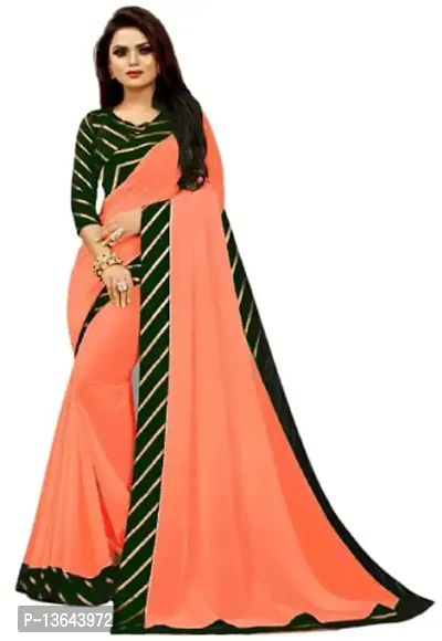 Khodal Krupa Women's Silk Saree With Unstitched Blouse Pices (Pavitra Peach + Green)