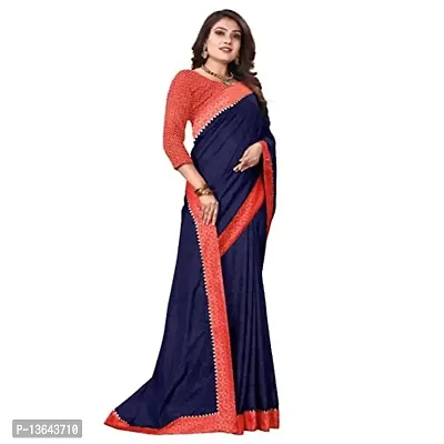 Khodal Krupa Women's Silk Saree With Unstitched Blouse Pices (Ruhani Navy Blue)