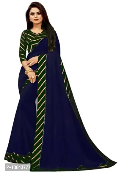 Khodal Krupa Women's Silk Saree With Unstitched Blouse Pices (Pavitra Navy + Green)