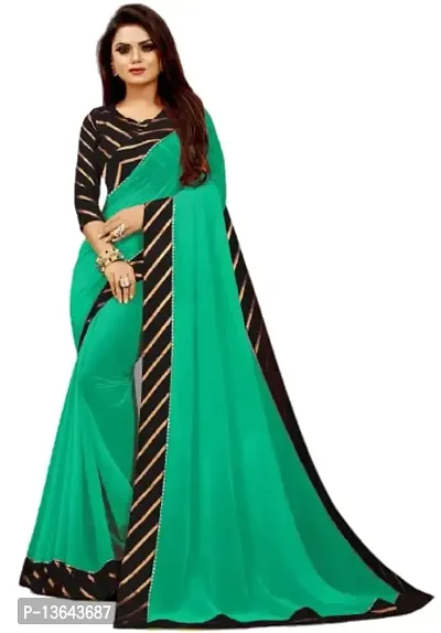 Khodal Krupa Women's Silk Saree With Unstitched Blouse Pices (Pavitra Pista + Black)
