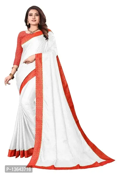Khodal Krupa Women's Silk Saree With Unstitched Blouse Pices (Ruhani White)