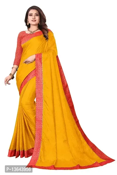 Khodal Krupa Women's Silk Saree With Unstitched Blouse Pices (Ruhani Yellow)