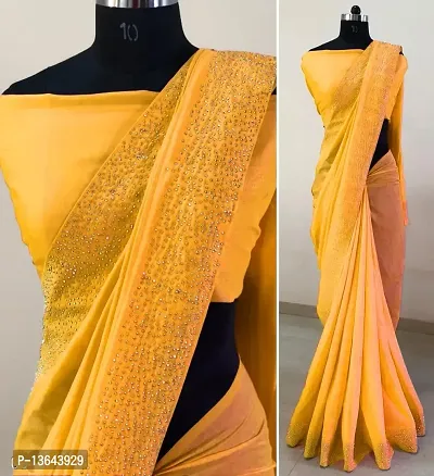 Khodal Krupa Women's Silk Saree With Unstitched Blouse Pices (ND Yellow)