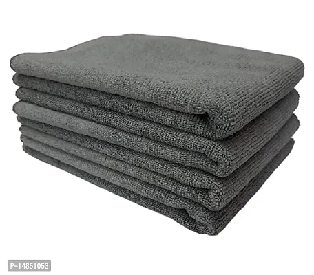 Multipurpose Microfiber Cloth for Cleaning 40cm x 40cm Wet and Dry Cotton pack of 4 (Gray)-thumb0