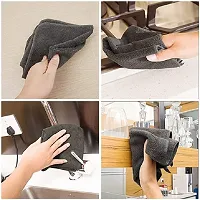 Multipurpose Microfiber Cloth for Cleaning 40cm x 40cm Wet and Dry Cotton pack of 4 (Gray)-thumb3