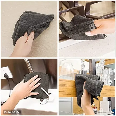 Multipurpose Microfiber Cloth for Cleaning 40cm x 40cm Wet and Dry Cotton pack of 4 (Gray)-thumb4