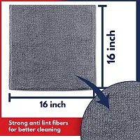 Multipurpose Microfiber Cloth for Cleaning 40cm x 40cm Wet and Dry Cotton pack of 4 (Gray)-thumb2