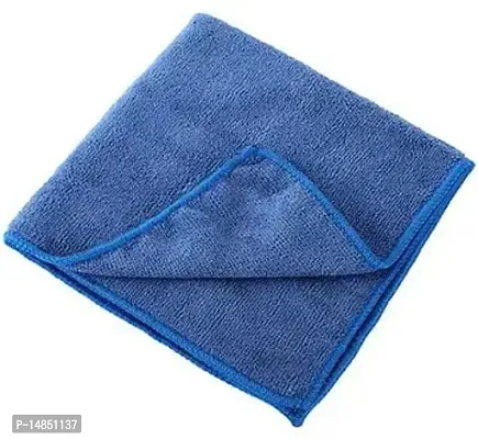 Multipurpose Wet Dry Cotton, Microfibre Cloth Towel for Car Cleaning, Polishing, Glass  Detailing for Kitchen Cleaning (40x40cm), Pack of  4 (Blue)-thumb0