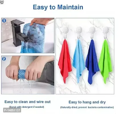 Multipurpose Wet Dry Cotton, Microfibre Cloth Towel for Car Cleaning, Polishing, Glass  Detailing for Kitchen Cleaning (40x40cm), Pack of  4 (Blue)-thumb5