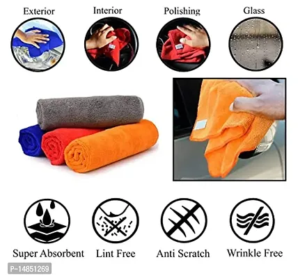 Multipurpose Microfiber Cloth for Car Cleaning, Polishing, Glass  Detailing Towel 40cm x 40cm Wet and Dry Cotton pack of 3 multicolor-thumb2