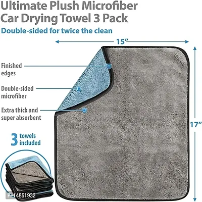 Microfiber Cloth for Car Cleaning and Detailing - Dual Sided, Extra Thick Plush Microfiber Towel Lint-Free, 800 GSM, 40cm x 40cm (2 N - Blue)-thumb5