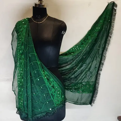 Fancy Chiffon Mirror Work Dupatta For Women