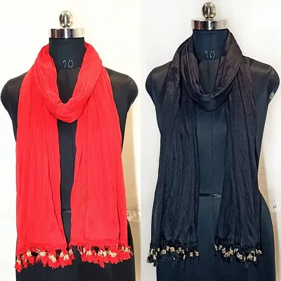 Stylish Lycra Self Pattern Dupatta for Women Pack of 2