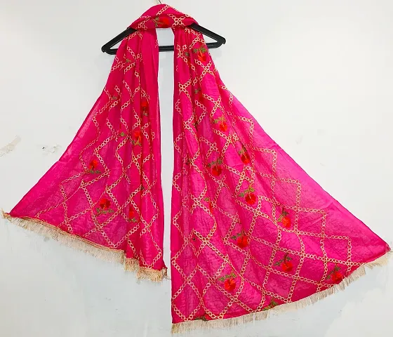 Stylish Cotton Blend Embroidered Dupatta for Women
