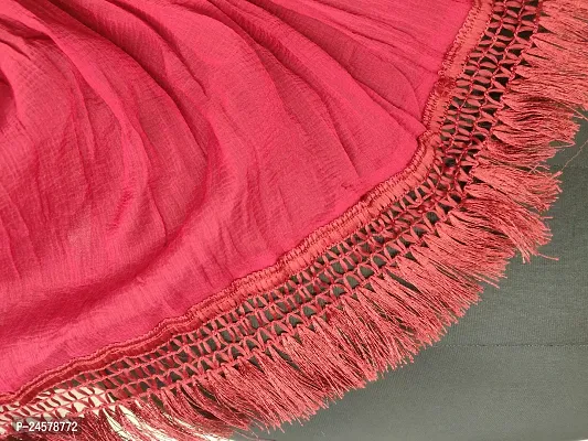 Chiffon Solid Dupatta With Fancy Lace-thumb3