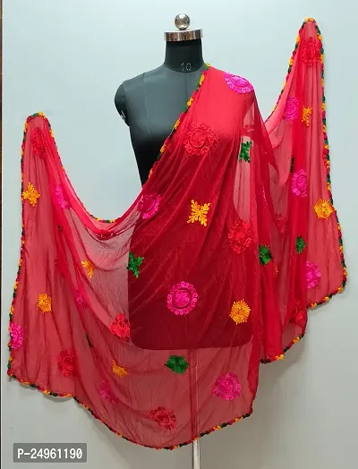 Woman's Embroidered Soft Chiffon Chunni,Dupatta, Stole-thumb0