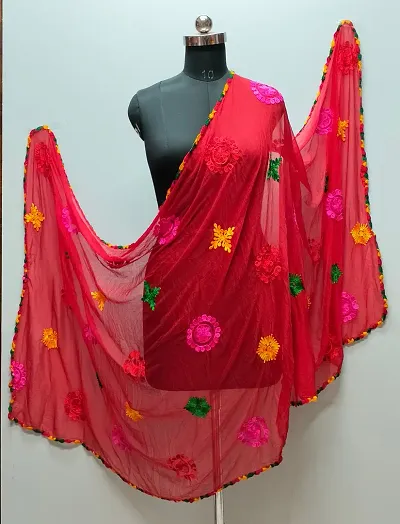 Woman's Embroidered Soft Chiffon Chunni,Dupatta, Stole