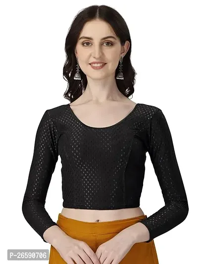 Lycra Full Sleeves Saree Blouse Readymade Crop Top Choli for Girls  Womens-thumb0