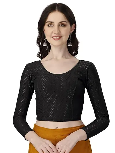 Lycra Full Sleeves Saree Blouse Readymade Crop Top Choli for Girls  Womens