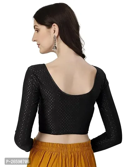 Lycra Full Sleeves Saree Blouse Readymade Crop Top Choli for Girls  Womens-thumb3