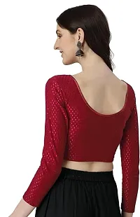 Lycra Full Sleeves Saree Blouse Readymade Crop Top Choli for Girls  Womens-thumb1