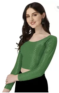 Lycra Full Sleeves Saree Blouse Readymade Crop Top Choli for Girls  Womens-thumb1