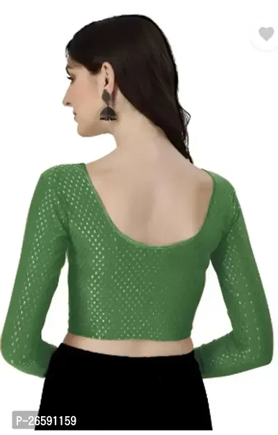 Lycra Full Sleeves Saree Blouse Readymade Crop Top Choli for Girls  Womens-thumb3