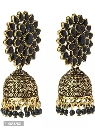 Beautiful Black Jhumka Earrings For Women-thumb2