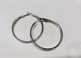 Trendy Casual Hoop Earrings Combo Of 3 For Women And Girls - Silver-thumb3