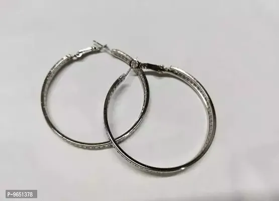Trendy Casual Hoop Earrings Combo Of 3 For Women And Girls - Silver-thumb4