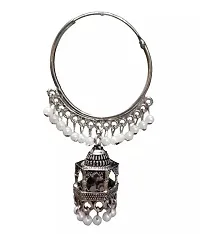 Temple Design Oxidized Silver Bali Jhumka For Women-thumb1