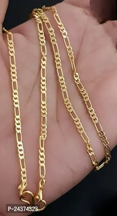 Trendy One Gram Gold Plated Chain For Men Stylish Golden Chain For Boys 24 Inch Chain For Gents-thumb0