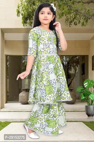 Alluring Green Georgette Self Pattern Stitched Salwar Suit Set For Girls