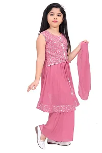 Alluring Pink Georgette Self Pattern Stitched Salwar Suit Set For Girls-thumb2