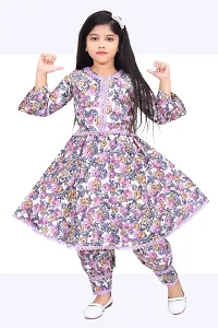 Alluring Purple Georgette Self Pattern Stitched Salwar Suit Set For Girls-thumb3