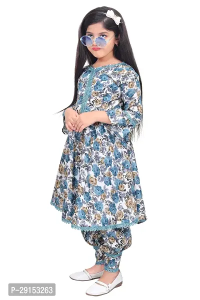 Alluring Blue Georgette Self Pattern Stitched Salwar Suit Set For Girls-thumb5