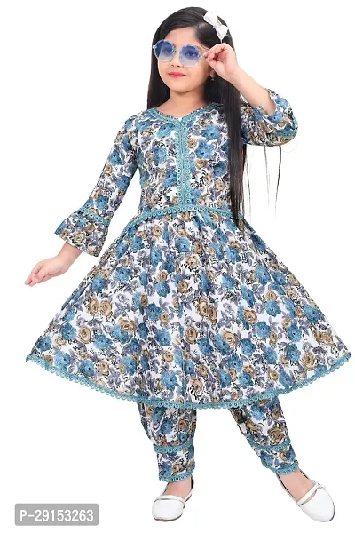 Alluring Blue Georgette Self Pattern Stitched Salwar Suit Set For Girls-thumb3