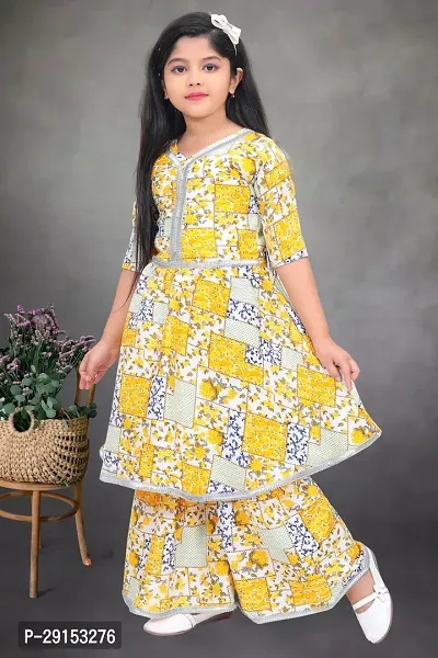 Alluring Yellow Georgette Self Pattern Stitched Salwar Suit Set For Girls