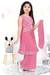 Alluring Pink Georgette Self Pattern Stitched Salwar Suit Set For Girls-thumb3