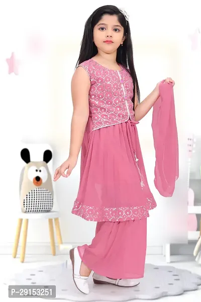 Alluring Pink Georgette Self Pattern Stitched Salwar Suit Set For Girls-thumb4