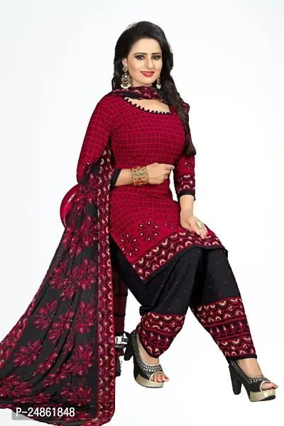 Beautiful American Crepe Printed Dress Material with Dupatta-thumb0