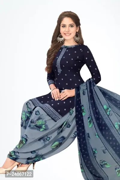 Beautiful American Crepe Printed Dress Material with Dupatta-thumb0