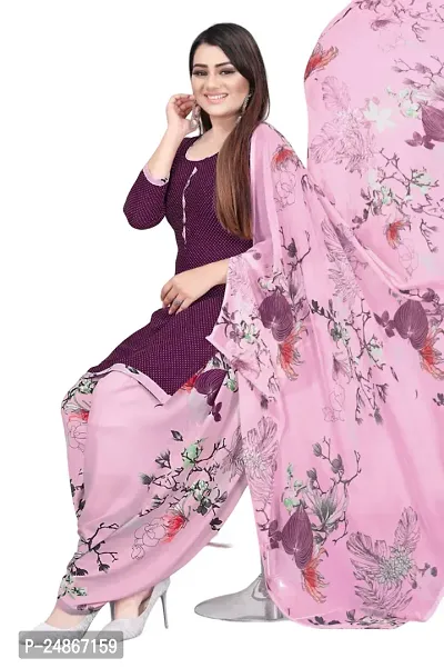 Beautiful American Crepe Printed Dress Material with Dupatta-thumb0